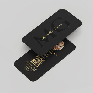 Modern Monogram Professionell Elegant Black Photo Visitkort