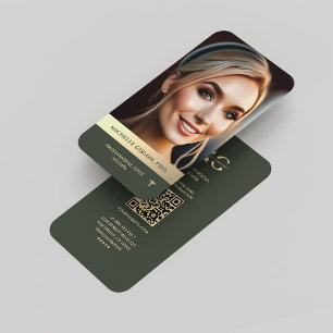 Modern Monogram Professionell Elegant Grönt Guld Q Visitkort