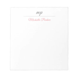 Modern Monogram Professionell Enkel Feminim Anteckningsblock