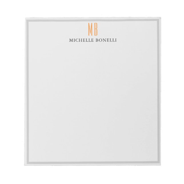 Modern Monogram Professionell Enkel Minimal Anteckningsblock (Framsida)