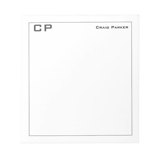 Modern Monogram Professionell Enkel Minimalistisk Anteckningsblock (Framsida)