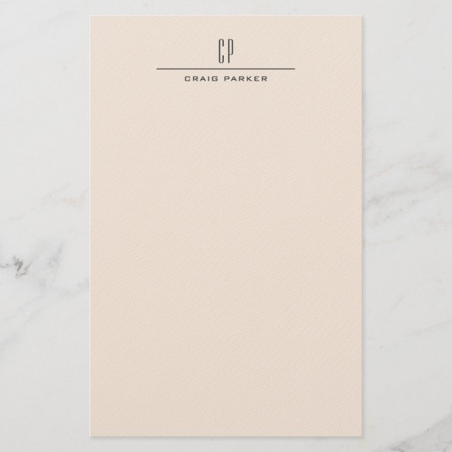 Modern Monogram Professionell Enkel Pastellfärg Brevpapper (Framsida)