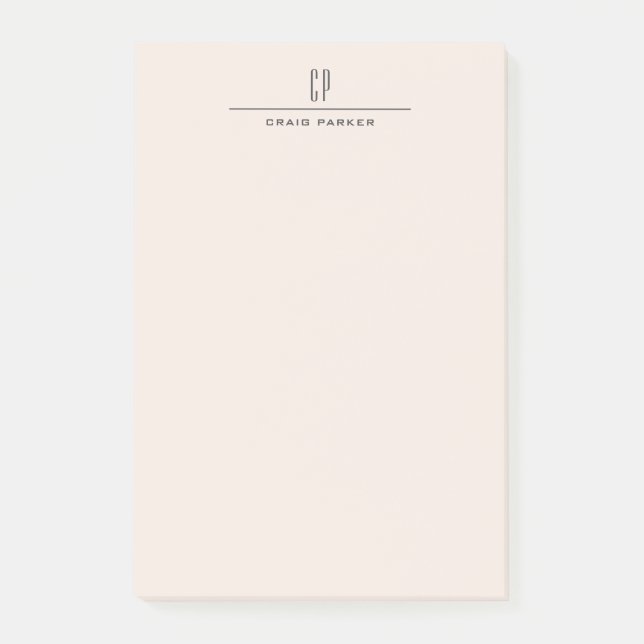 Modern Monogram Professionell Enkel Pastellfärg Post-it Block (Framsida)