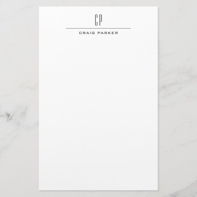 Modern Monogram Professionell Enkel Ren Brevpapper (Framsida)