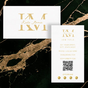 Modern Monogram Professionell Guld Vit Marknadsför Visitkort