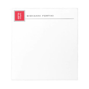 Modern Monogram Professionell Minimalistisk Röd Vi Anteckningsblock