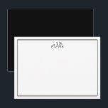 Modern Monogram Professionell Namn Black White Anteckningskort<br><div class="desc">Papperskort för personlig med enkelt gräns och ett fast färg baksida.</div>