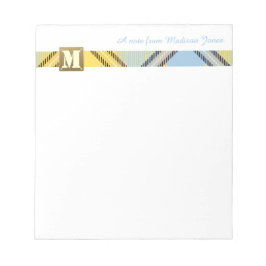 Modern Monogram-Professionell Namn Tartan Anteckningsblock