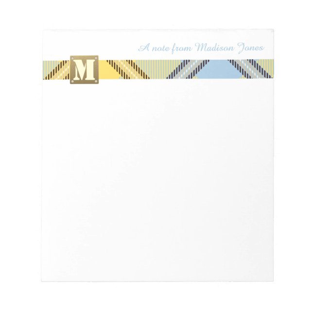 Modern Monogram-Professionell Namn Tartan Anteckningsblock (Framsida)