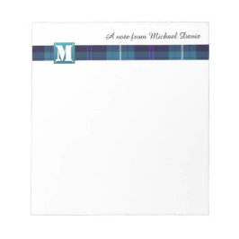 Modern Monogram-Professionell Namn Tartan Anteckningsblock
