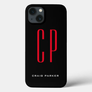 Modern Monogram Professionell Plain Black Red
