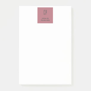 Modern Monogram Professionell Plain Ro Guld White Post-it Block