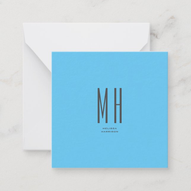 Modern monogram Professionell Plain Simple Himlar  Anteckningskort (Framsida)