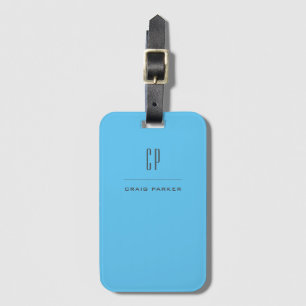 Modern monogram Professionell Plain Simple Himlar Bagagebricka