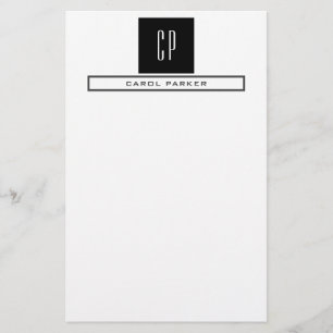 Modern monogram Professionell Plain Simple Namn Brevpapper