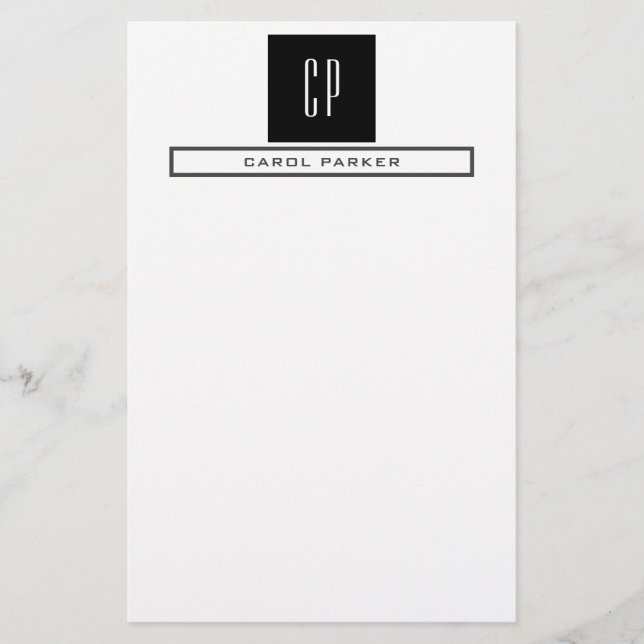 Modern monogram Professionell Plain Simple Namn Brevpapper (Framsida)