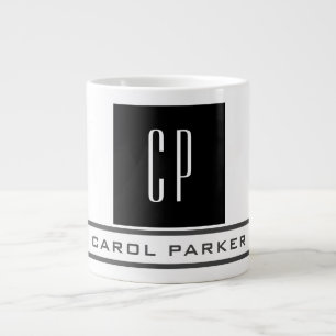 Modern monogram Professionell Plain Simple Namn Jumbo Mugg