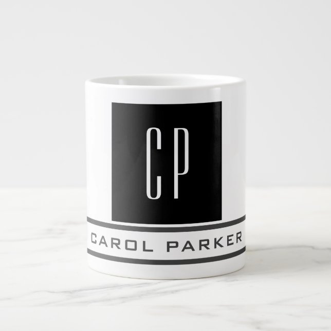 Modern monogram Professionell Plain Simple Namn Jumbo Mugg (Framsidan)