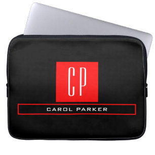 Modern monogram Professionell Plain Simple Namn Laptop Fodral