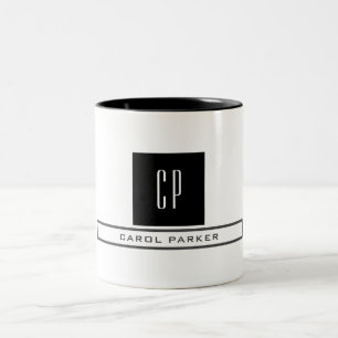 Modern monogram Professionell Plain Simple Namn Två-Tonad Mugg