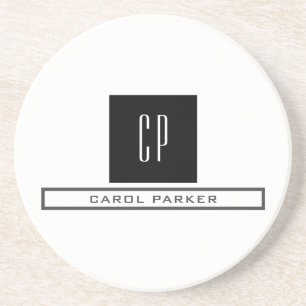 Modern monogram Professionell Plain Simple Namn Underlägg