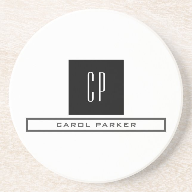 Modern monogram Professionell Plain Simple Namn Underlägg (Framsidan)