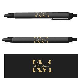 Modern Monogram Professionell Svart Guld Marknadsf