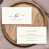 Modern Monogram Push Script Black Ivory Simple