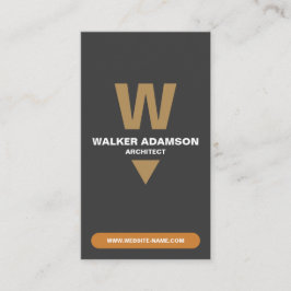 Modern (Monogram QR) Brons & Mattsvart Visitkort