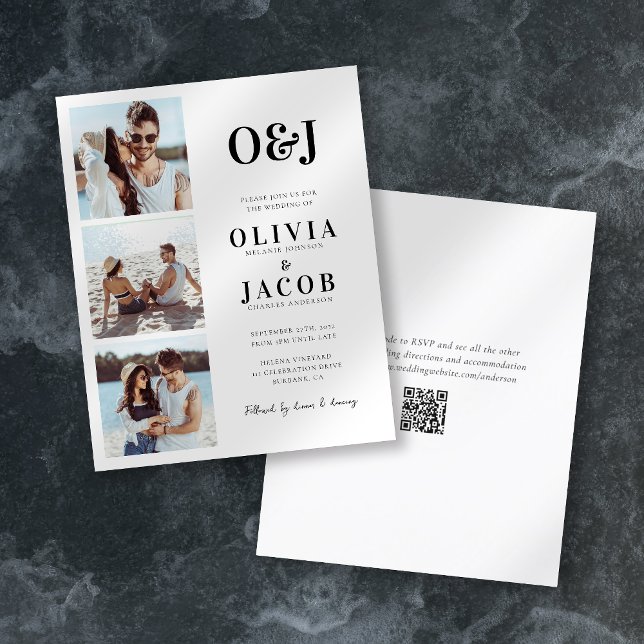 Modern monogram QR-kod - inbjudan till fotobröllop (Skapare uppladdad)