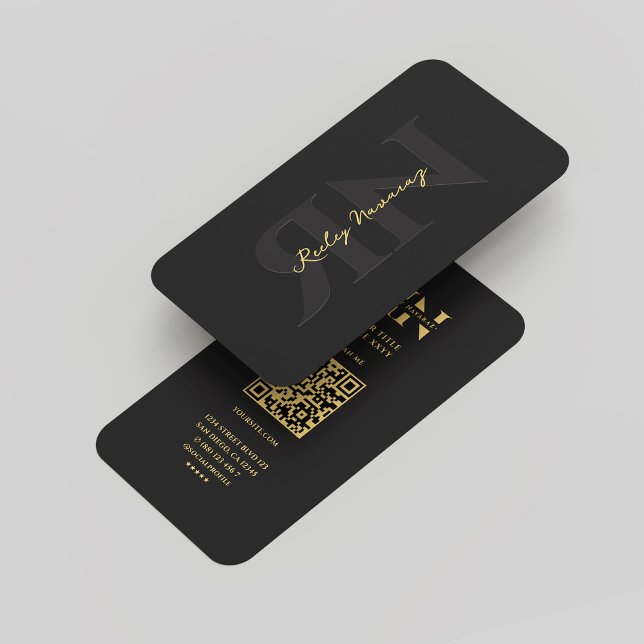 Modern Monogram R N Professionell Black Guld Visitkort (Modern Monogram R N Professional Black Gold Business Card)