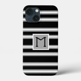 Modern Monogram Rand Mönster Black Grått White