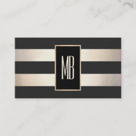 Modern monogram, rand svart och FAUX Guld Foil Visitkort