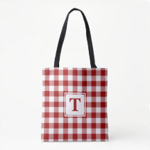Modern Monogram Red and White Gingham Mönster