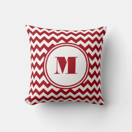 Modern Monogram Red Chevron Rand Kudde