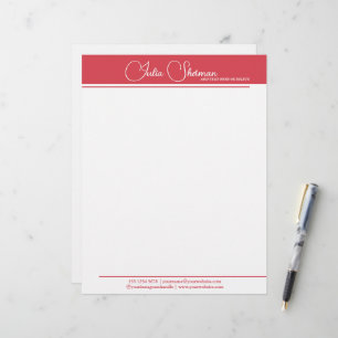 Modern Monogram Red Feminine-minimalistskript Brevhuvud