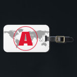 Modern Monogram Red Initial Letter World Map Bagagebricka<br><div class="desc">Plain Minimalist Modern Designs. They're all simple,  attractive,  unique.</div>