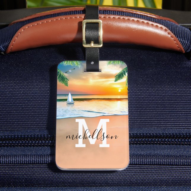 Modern monogram resggage-tagg bagagebricka (Framsida Insitu 2)