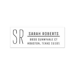 Modern Monogram Returadress Frimärke Stämpel