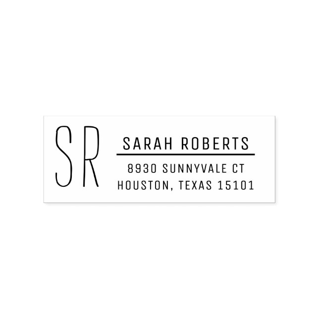 Modern Monogram Returadress Frimärke Stämpel (Tryck)