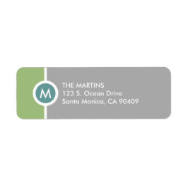 Modern Monogram-returadressetikett - Grönt/Grått Returadress Etikett