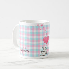 Modern monogram Rosa Blue Sömnig Katt Kaffemugg