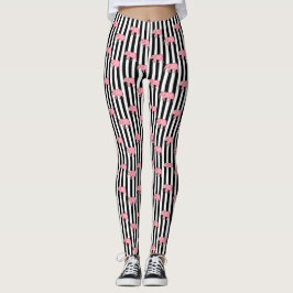 Modern Monogram Rosa Elephants Mönster Strips Leggings