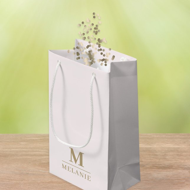 Modern monogram  Rosa Guld Gift Bag (Stylishly Personalize with Your Custom Monogram Initial & Name.)