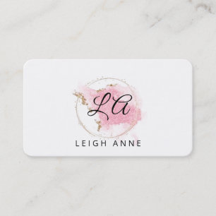 Modern Monogram Rosa Guld vattenfärgsminimalist Visitkort