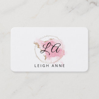 Modern Monogram Rosa Guld vattenfärgsminimalist Visitkort