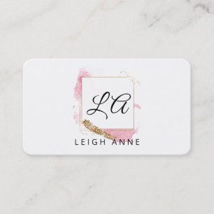 Modern Monogram Rosa Guld vattenfärgsruta Visitkort