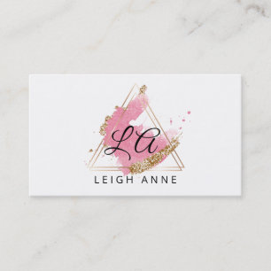 Modern Monogram Rosa Guld vattenfärgstriangel Visitkort