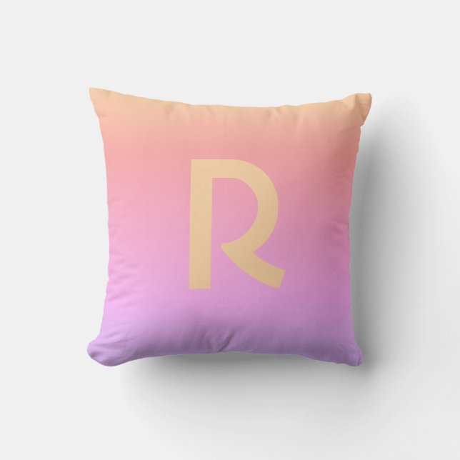 Modern Monogram Rosa Lilac Ombre Kudde (Framsida)
