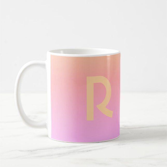 Modern Monogram Rosa Lilac Peach Kaffemugg (Vänster)